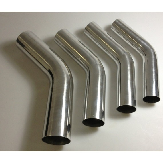 Schweißbarer Aluminium-Bogen 45° Außendurchmesser 48 mm Länge 140 mm