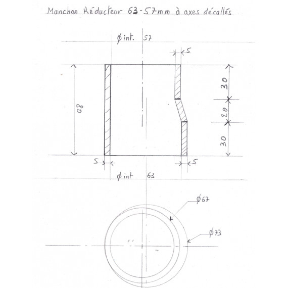 57-63mm - Réducteur droit dur mesure en silicone à axes décallés- REDOX