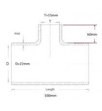 Silikonschlauch mit T-Abzweigung Ø22mm-Ø15mm - Hochleistungs-VMQ 3-lagig