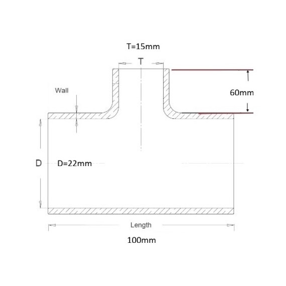 Silikonschlauch mit T-Abzweigung Ø22mm-Ø15mm - Hochleistungs-VMQ 3-lagig
