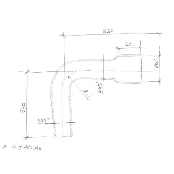 Silikonschlauch 90° Bogen Ø45/50mm - 190x180mm - 4-lagig VMQ Verstärkt