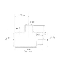 Silikon T-Schlauch - Hydraulikoel-Versorgung - Ø50/32 Abzweig Ø38 L.190mm - Renault Temis 650 (Iveco 8065.25)