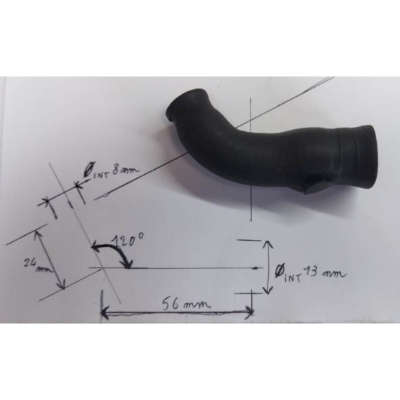 45° Reduzierbogen 8-13mm L 24x56mm VMQ / Polyester 3-lagiges Silikon 4mm schwarz